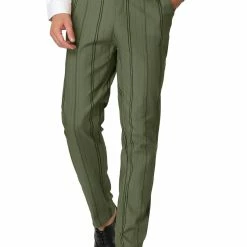 Allegra K Men's Dress Striped Pants Slim Fit Flat Front Business Pencil Trousers