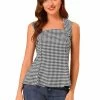 Allegra K Women's Sleeveless Square Neck Self Tie Front Textured Peplum Tops 2 Allegra K Women's Sleeveless Square Neck Self Tie Front Textured Peplum Tops