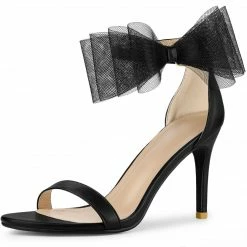 Allegra K Women's Ankle Strap Bow Tie Stiletto High Heels Sandals