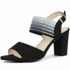 Allegra K Shoes Women's Open Toe Colorful Elastic Strap Chunky Heel Sandals 2 Allegra K Shoes Women's Open Toe Colorful Elastic Strap Chunky Heel Sandals