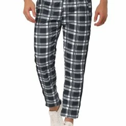 Allegra K Men's Hip Hop Slim Fit Plaid Track Pants Contrast Color Athletic Jogger Sweatpants