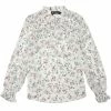 Allegra K Women’s Floral Puff Long Sleeve Ruffle Tie Neck Pleated Front Chiffon Blouse