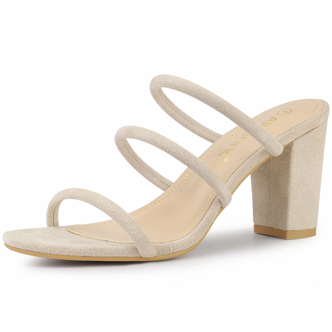 Allegra K Women's Drop Straps Chunky Heels Strappy Slide Sandals Shoes 3 Allegra K Women's Drop Straps Chunky Heels Strappy Slide Sandals Shoes