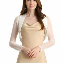 Allegra K Women's Elegant Bolero Shrugs Wedding Business Open Front Crop Cardigan