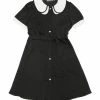 Allegra K Women's Peter Pan Collar Contrast Button Down Shirt Dress