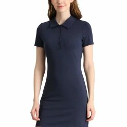 Allegra K Women's Casual Point Collar Short Sleeve Polo Dress
