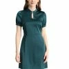 Allegra K Women's Elegant Work Short Sleeve Satin Dress With Belt