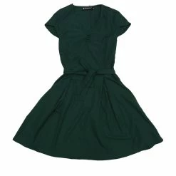 Allegra K Women's Tulip Sleeve High Rise Flowy A-Line Casual Tie Waist Mini Dress