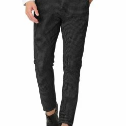 Allegra K Men's Plaid Dress Pants Classic Checked Slim Fit Formal Trousers