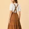 Allegra K Women's Suspender Pleated Skirt Ruffle Hem Below The Knee Overall Dress 1 Allegra K Women's Suspender Pleated Skirt Ruffle Hem Below The Knee Overall Dress