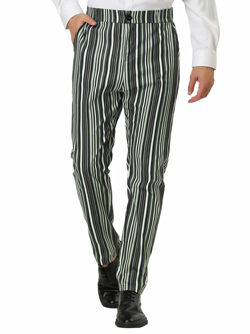 Allegra K Men's Dress Striped Pants Slim Fit Flat Front Prom Pencil Trousers 3 Allegra K Men's Dress Striped Pants Slim Fit Flat Front Prom Pencil Trousers