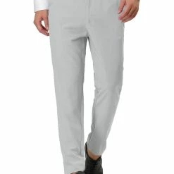 Allegra K Men's Business Chino Solid Color Flat Front Slim Fit Dress Pants