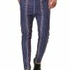 Allegra K Men's Striped Dress Pants Slim Fit Contrast Color Business Trousers