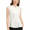Allegra K Women's Elegant Bow Tie Neck Sleeveless Blouse Tops