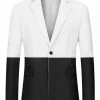 Allegra K Men's Dress Slim Fit Blazer Color Block Button Formal Suit Sports Coat