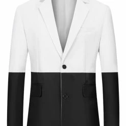 Allegra K Men's Dress Slim Fit Blazer Color Block Button Formal Suit Sports Coat
