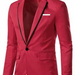 Allegra K Men's Business Slim Fit Blazer Single Breasted One Button Prom Suit Sports Coat