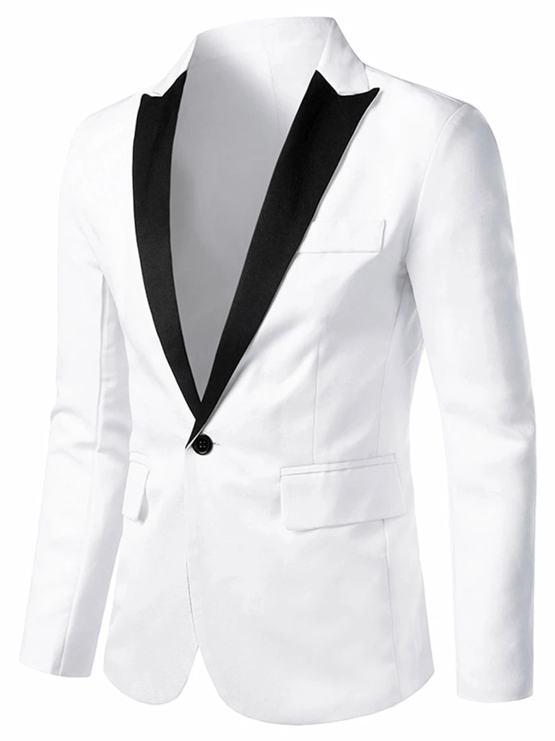 Allegra K Men's Dress Slim Fit Blazer Contrast Color Collar One Button Prom Suit Sports Coat 3 Allegra K Men's Dress Slim Fit Blazer Contrast Color Collar One Button Prom Suit Sports Coat